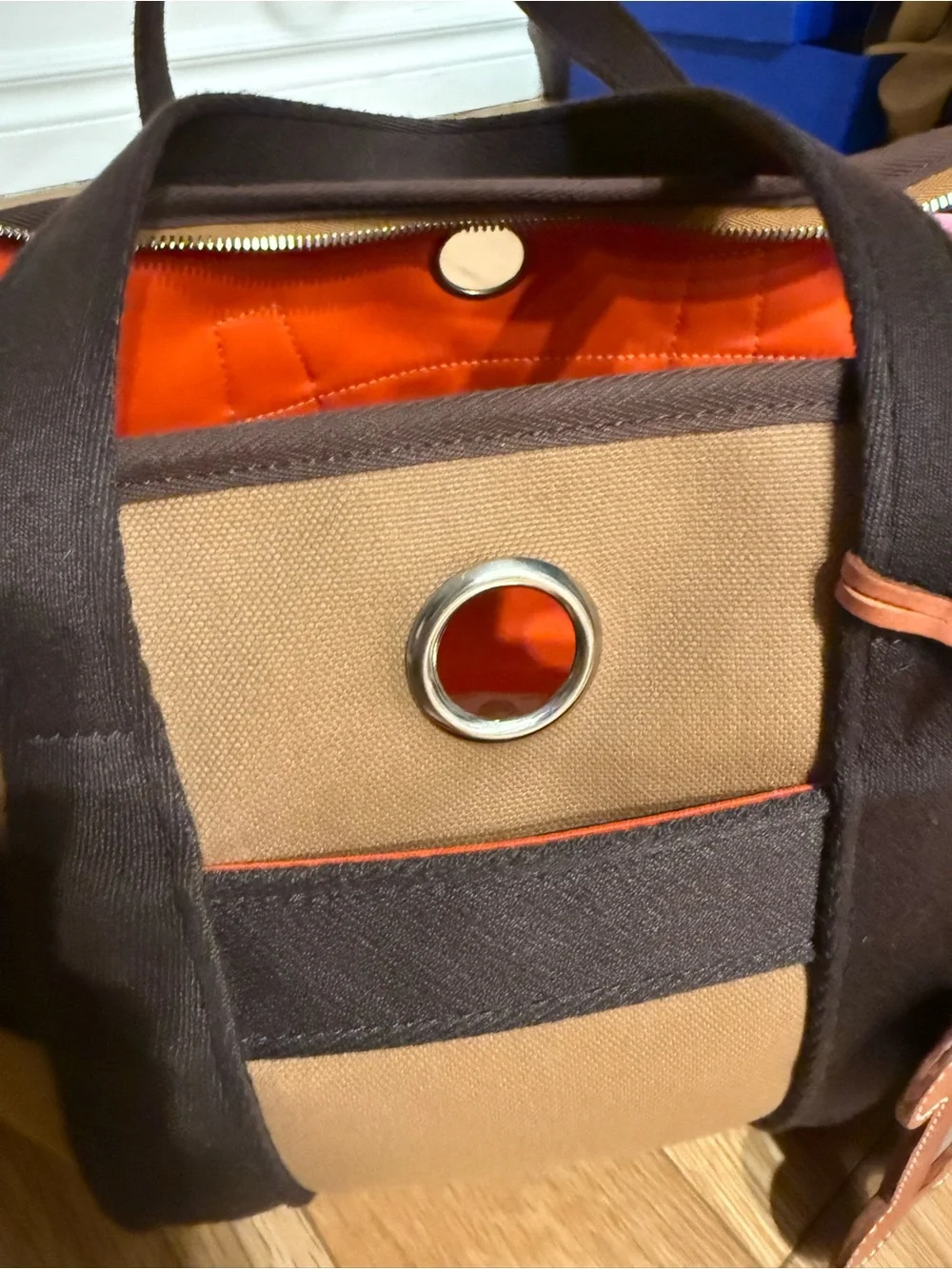 Hermes Fauve Canvas Dog Carrier